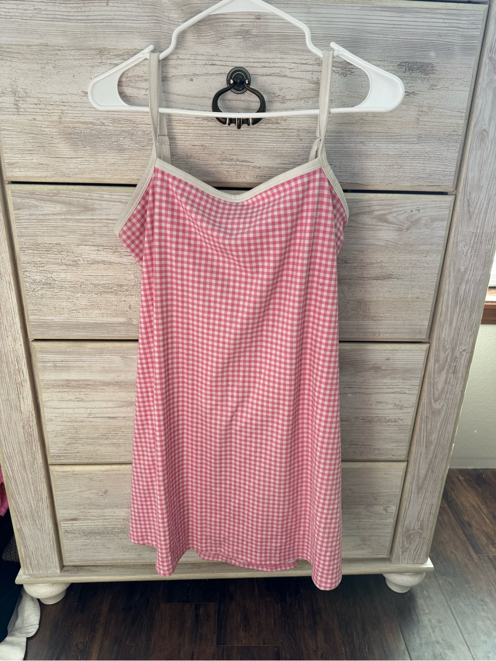 wild fable Pink Gingham Slip Dress with Cream Trim